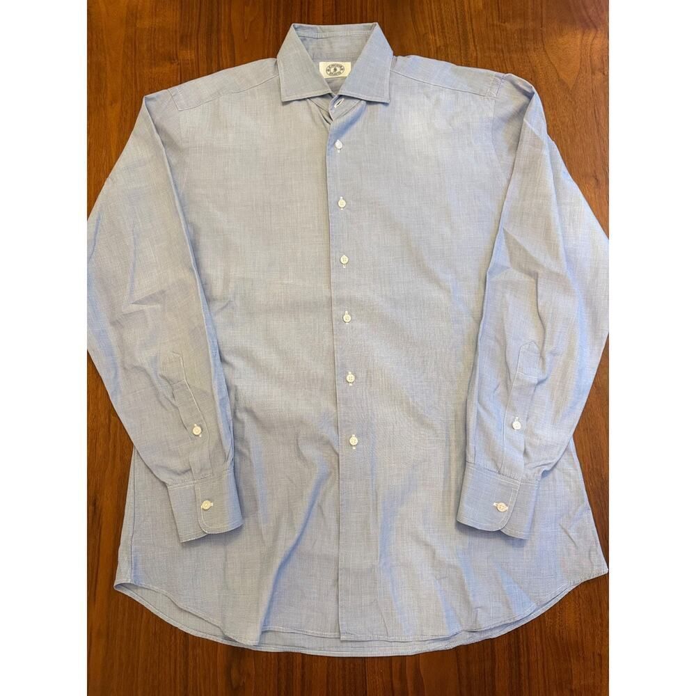 H. Stockton Atlanta Light Blue Melange Spread Collar Dress Shirt - Size 16.5-34